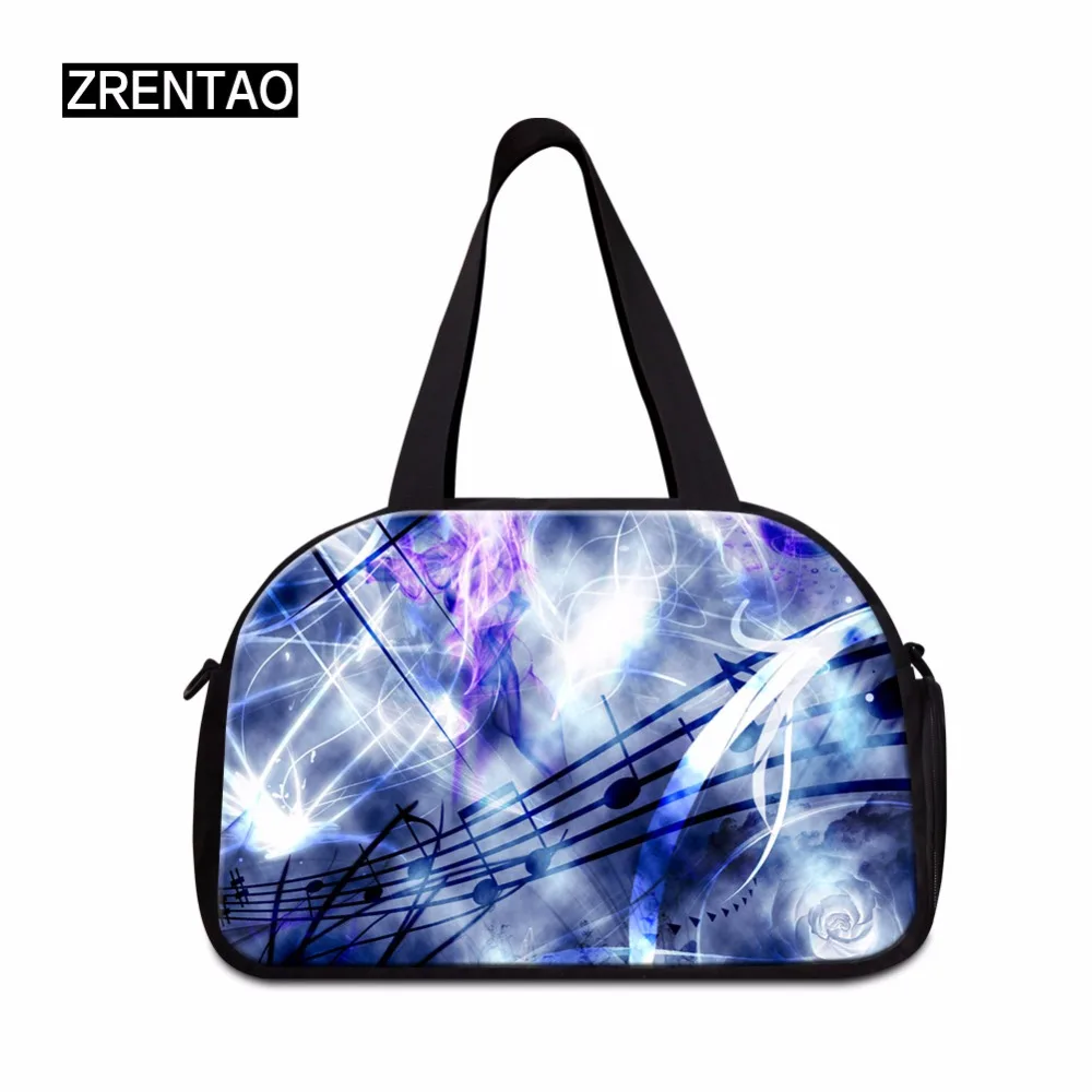 

ZRENTAO casual crossbody bags high quality 3D musical note print travel bags large capacity hand luggage with shoes pocket