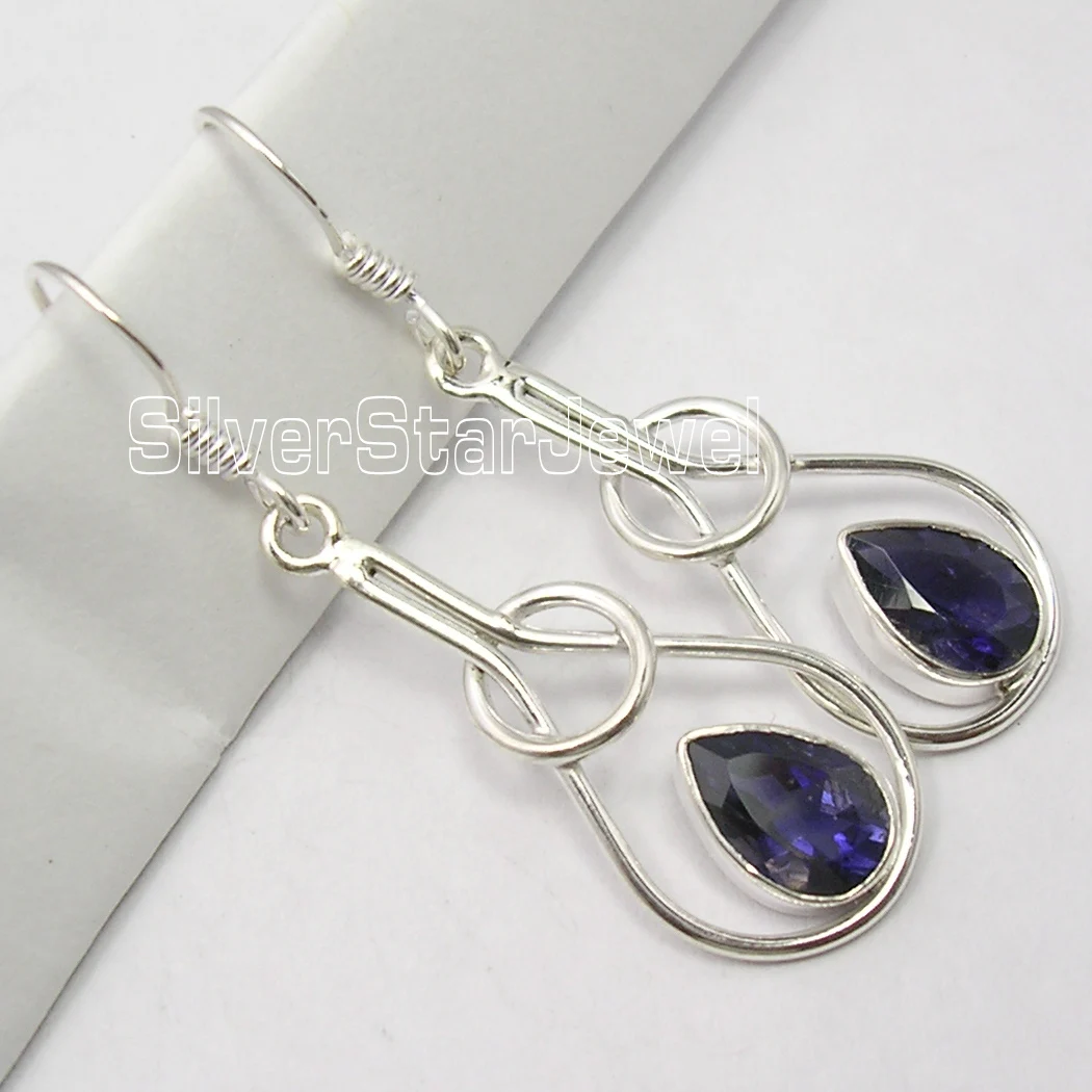 

Chanti International Silver Exclusive IOLITE PIERCED Earrings Pair 4.5 CM TRADITIONAL