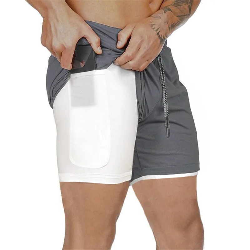

Men's Running Shorts Mens 2 in 1 Sports Shorts Male Quick Drying Training Exercise Jogging Gym Shorts with Built-in pocket Liner
