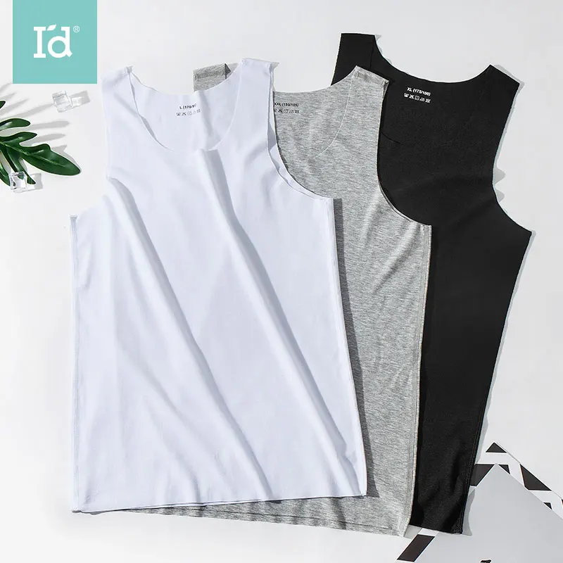 

Men's Seamless Round Neck Wide Shoulder Vest Ice Silk Natural Fiber High Elastic Tight Shaping Vest Corset Body Shaping