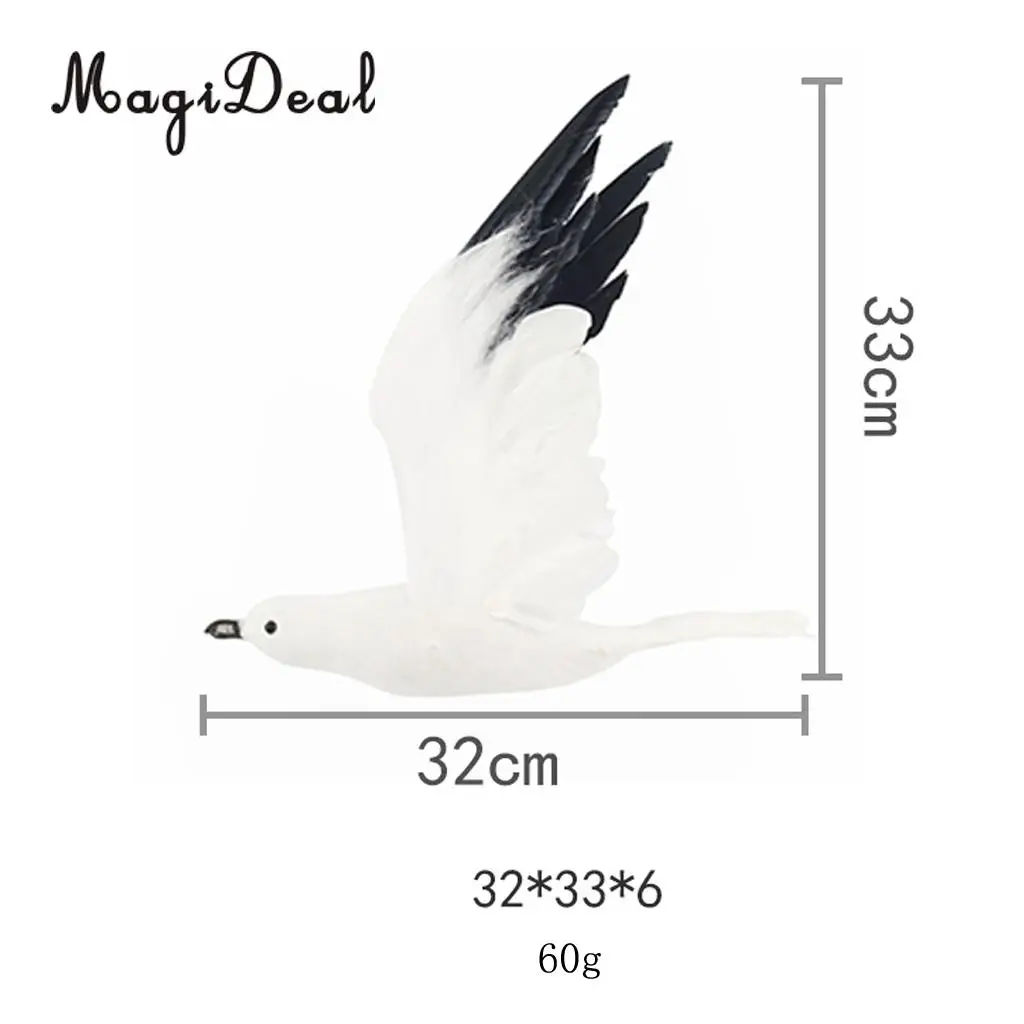 Wall Hanging Decor Feathered Foam Seagull Birds Wall Sculpture Tree Decor Ornament Figurines Miniatures Statue Craft