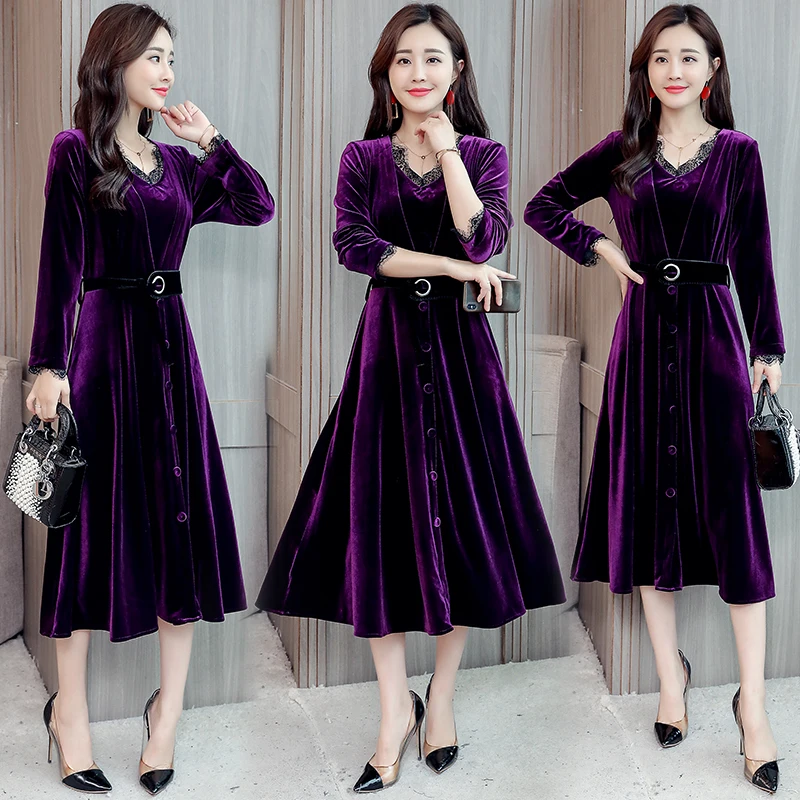 purple velvet dress plus size