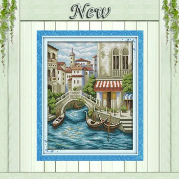 

Europe architecture,Counted Printed on canvas DMC 11CT 14CT Cross Stitch kit,needlework Set embroider,Natural Scenery decoration