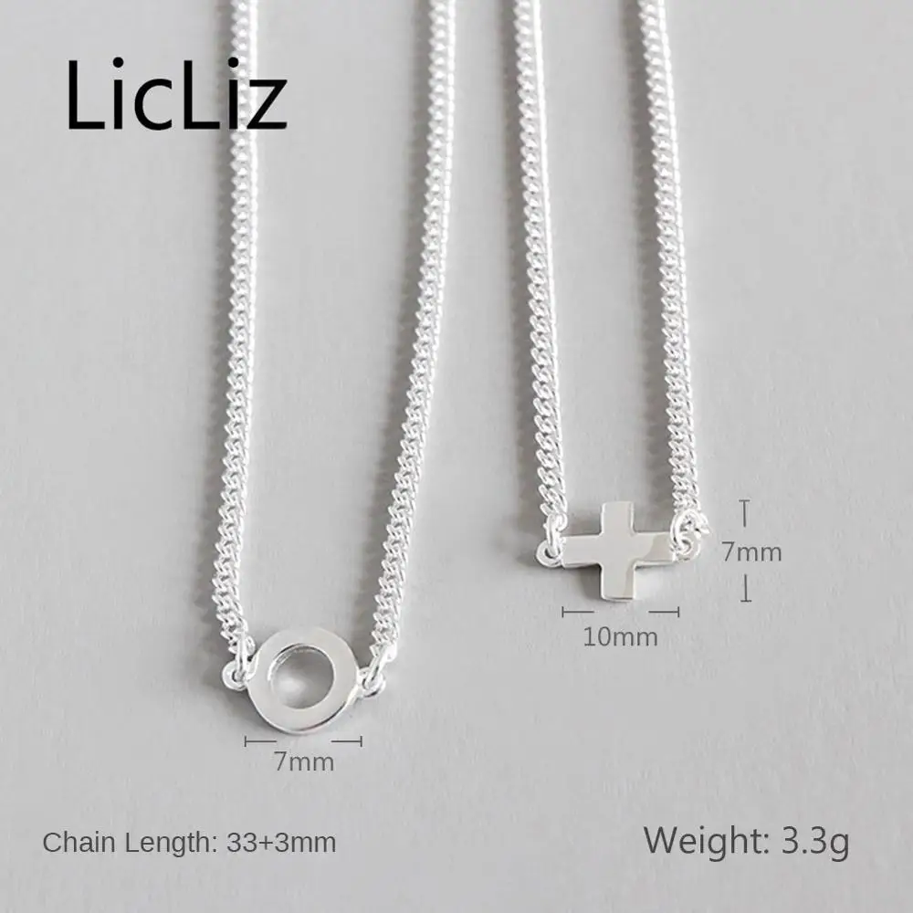 LicLiz Новинка 925 подвеска в форме серебряного крестика ожерелья для женщин из белого золота ювелирные изделия цепь круглая подвеска подарки LN0441