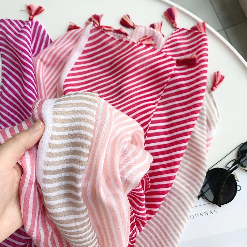 Bufandas de viscosa rayas para mujer, Primavera 2019, estolas de playa Hijabs, y chales de Pashmina para mujer, Foulard musulmán Sjaal|Bufandas mujer| - AliExpress