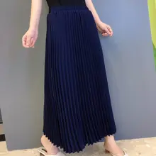 10 цветов, весна, Новое поступление, корейский стиль, плотная плиссированная юбка, высокая талия, женская элегантная длинная юбка, шифоновая юбка