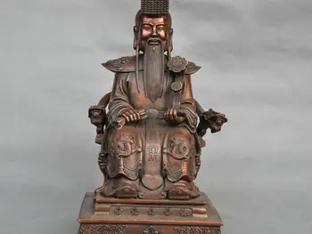 

12'' China Taoism King Of the Heaven Hold Ruyi Dragon Bronze Statue