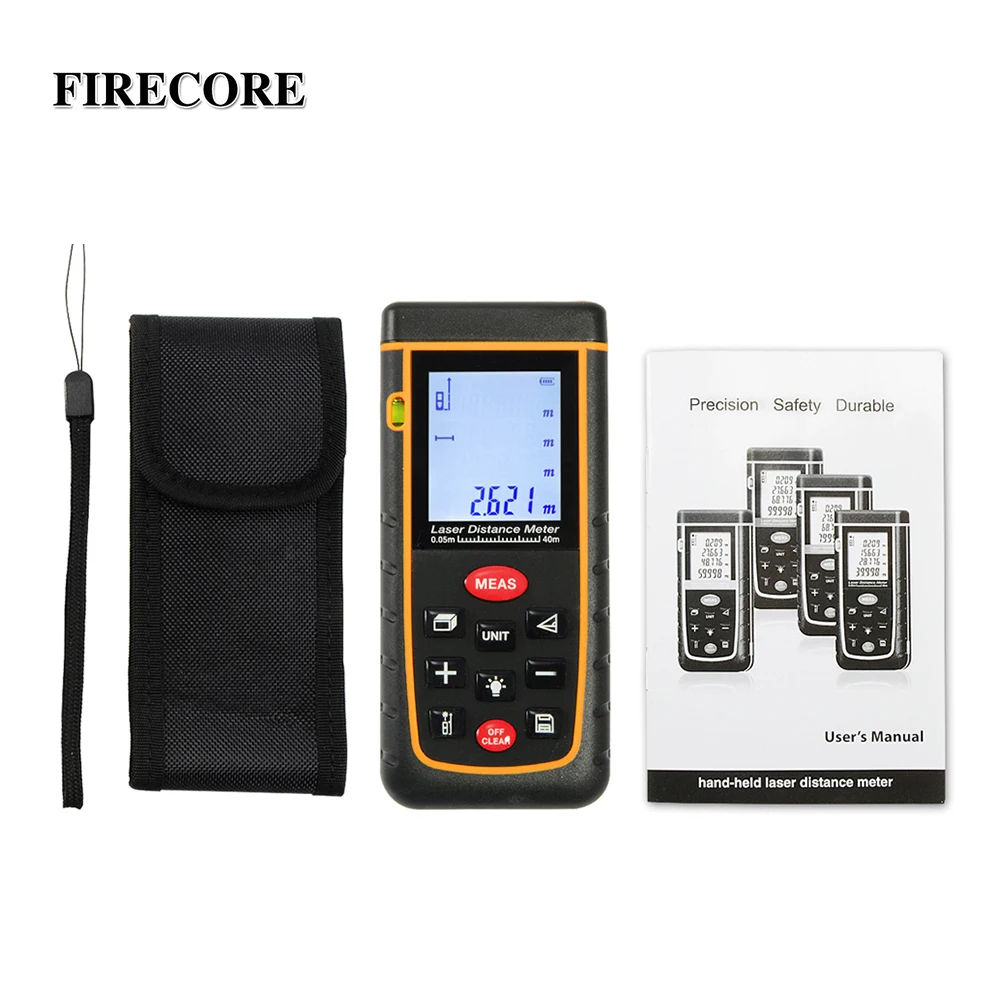 

FIRECORE 40m(131ft)/60M(192ft)/80M(262ft)/100M(328ft) Laser Distance Meter IP54 Lazer Rangefinder Tape Measurer Tool
