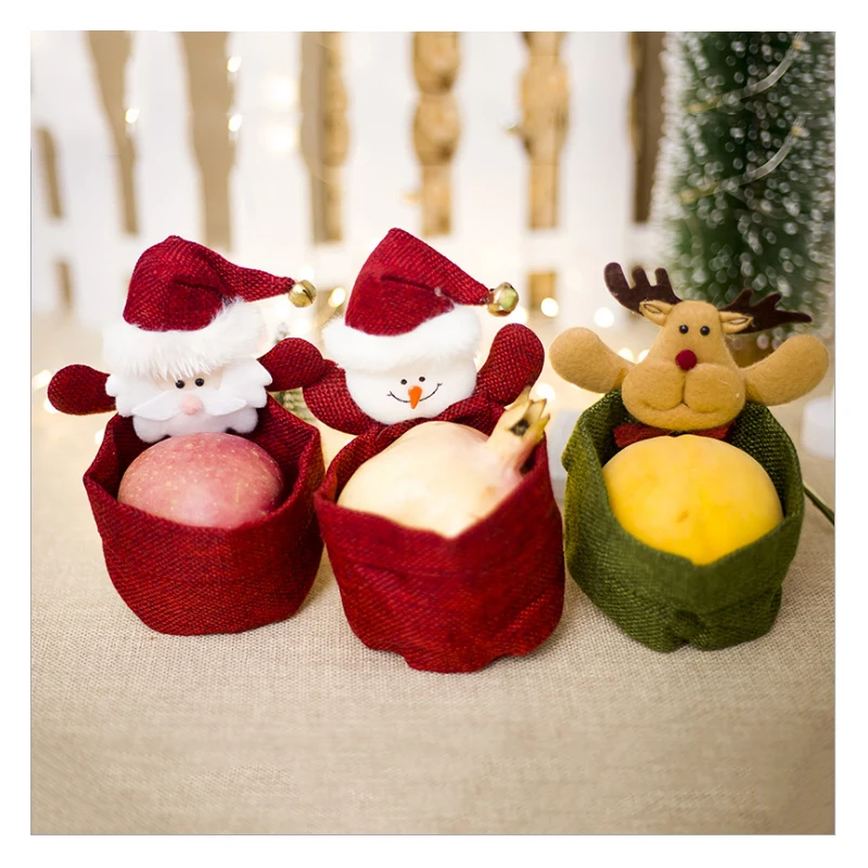 

Cute Santa Claus Snowman Candy Gift Bags Cookie Packaging Bags Party Handbag Merry Christmas Storage Package