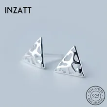 INZATT 925 Sterling Silver Jewelry Vintage Hollow Triangle Stud Earrings for Women Birthday Minimalist Personality Men Earrings