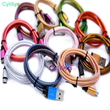 

1m 2m 6FT 1000pcs/lot Micro V8 Aluminum Alloy Usb data sync charger fabric braided charger for samsung s7 s6 s4