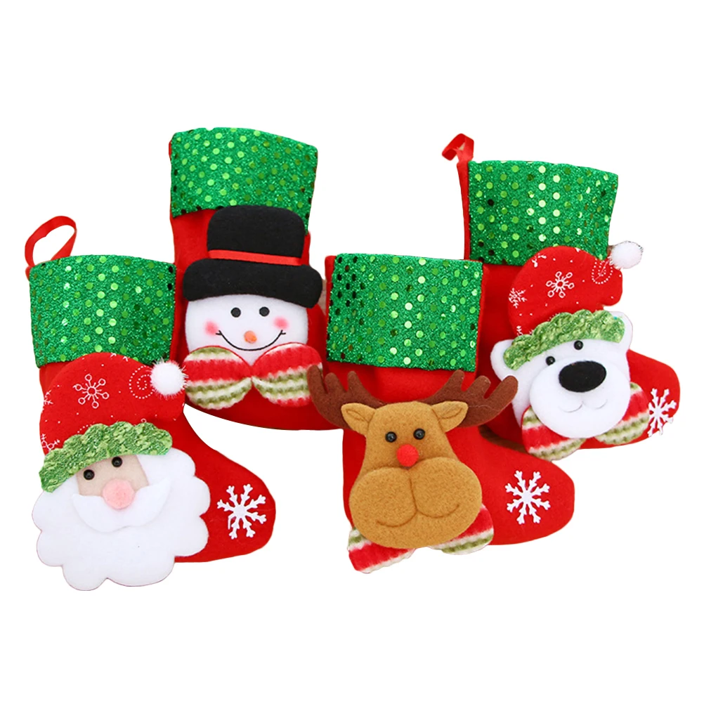 

4pcs Christmas Tree Hanging Ornaments Socks Festival Decoration Party Ornaments Miniature Cute Christmas Gift Socks