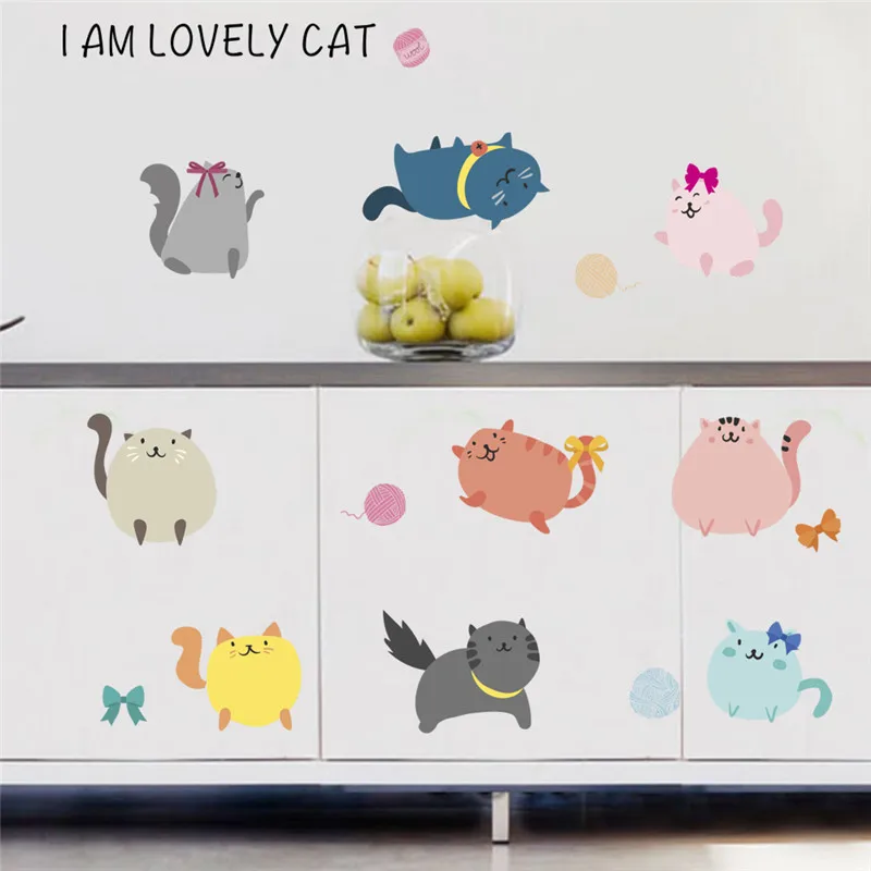 

3D vivid colorful Cat Wall Stickers For Kids Room Home Decoration Bedroom Living Room Wall Decal PVC Mural Art