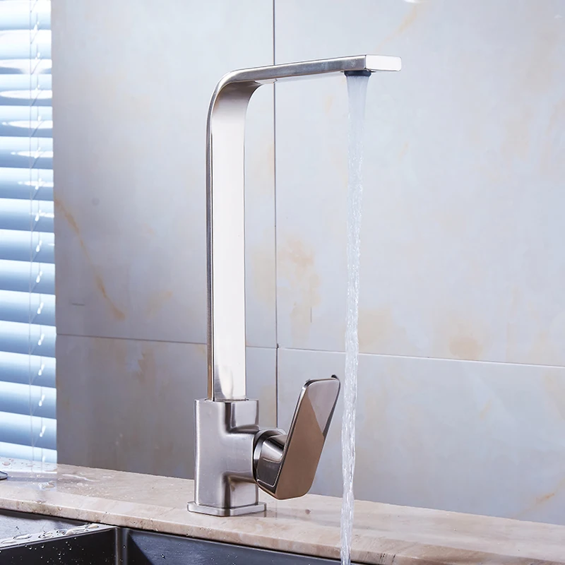  Kitchen Faucet Chrome Brass Deck Kitchen Sinks Faucet High Arch 360 Degree Rotating Swivel Cold Hot - 32760708683