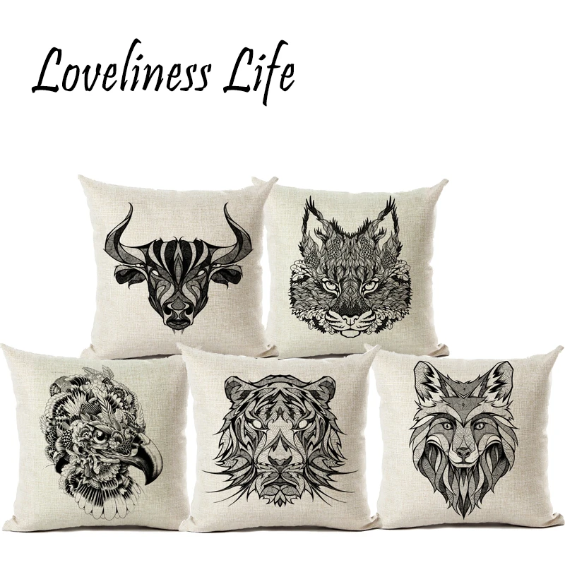 Bianco E Nero Di Disegno Animale Cuscino Decor Uccellolion
