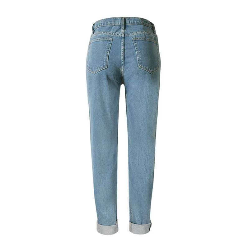 2018 Retro High Waist Jeans woman Autumn button boyfriend mom jeans Casual cotton bottom jeans street straight Denim Pants
