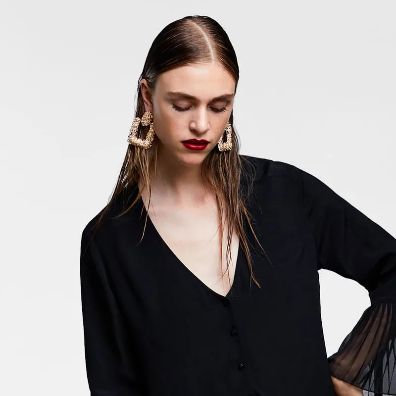 

Grilgo fashion women steam punk rock drop earrings for woman summer golden color big rectangle geometric pendients earrings