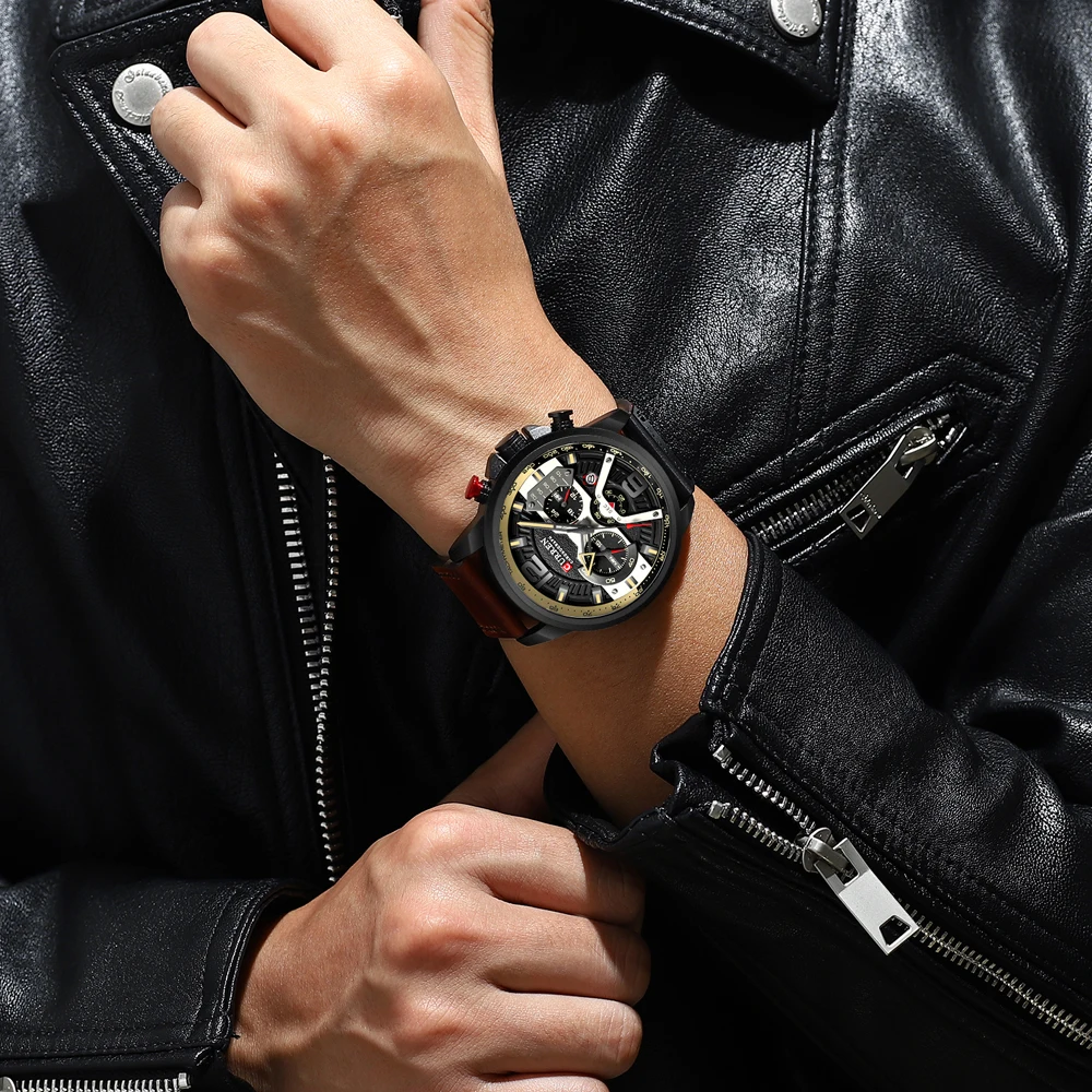 high qualtiy Curren Mens Watches Top Brand Luxury Chronograph Men Watch Leather Luxury Waterproof Sport Watch Men Male Clock Man Wristwatch drop shipping (30)