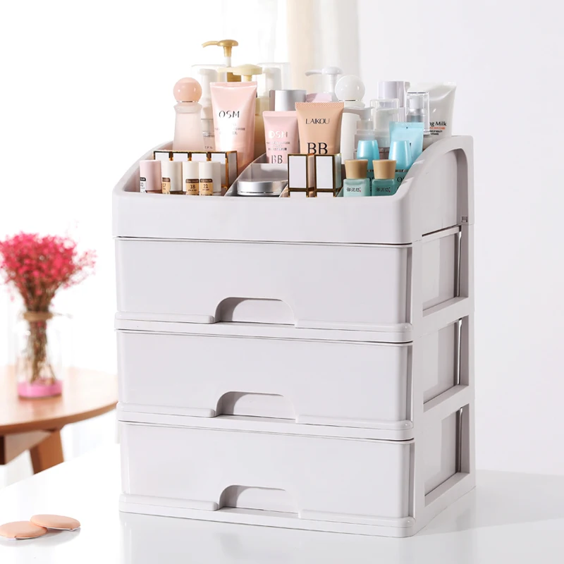 

Organizer Storage Box Cosmetics Container Transparent Drawer Dresser Table Shelf Rectangle Plastic Japan Style Glossy