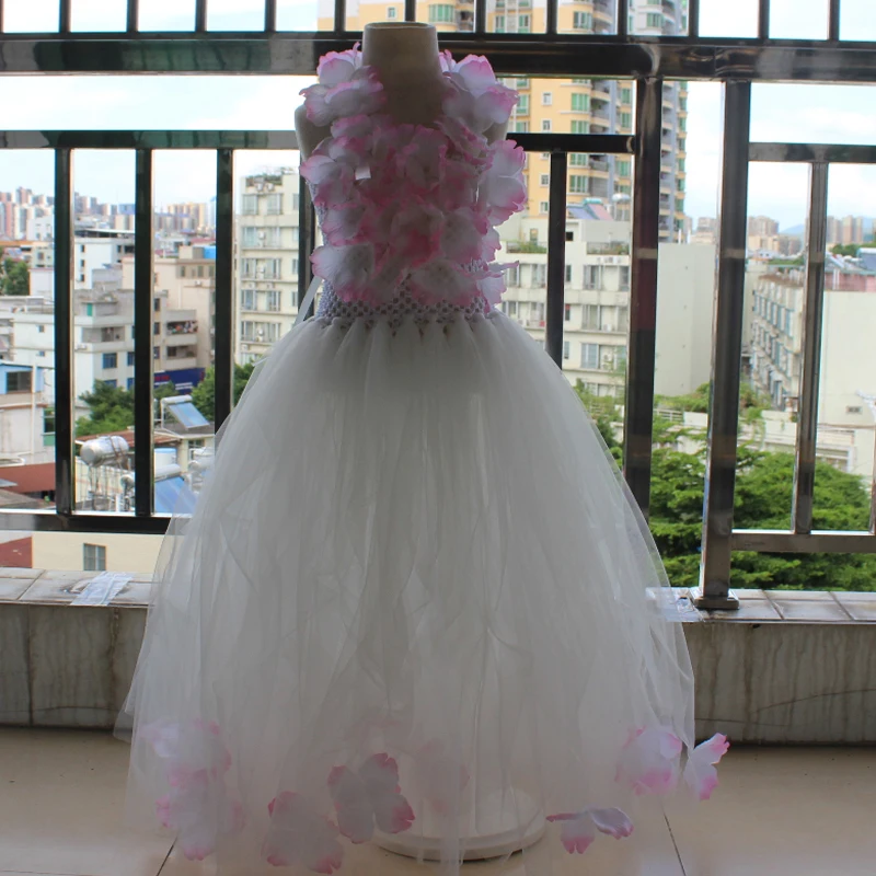 

Tutu Dress White Tulle Applique Communion Tutu Princess Pageant Bridesmaid Flower Girl Dress