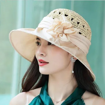 

SunHat Women's Summer Sun Protection Hat Travel Beach Holiday Floppy Flodable Korean Visor Cap Sunscreen Fashionable Caps H6704