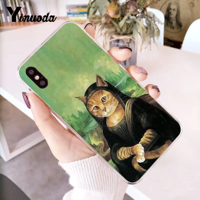 Yinuoda Забавный Мягкий силиконовый чехол для телефона Leonardo da Vinci MonaLisa Pat Cat Art для iPhone 8 7 6 6S Plus X XS MAX 5 5S SE XR 10 - Цвет: A12
