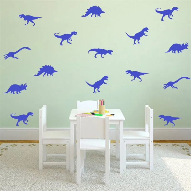 

9pcs=1set Black Dinosaur vinyl Wall Sticker DIY Wall Decal Children Room Removable Decorative Stickers For Kid's Bedroom