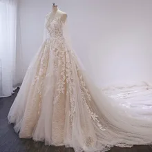 Кружево, широкие рукава Свадебное платье длинный шлейф Vestido De Noiva Princesa бисерные аппликации А-силуэта свадебное платье с изображением вуали