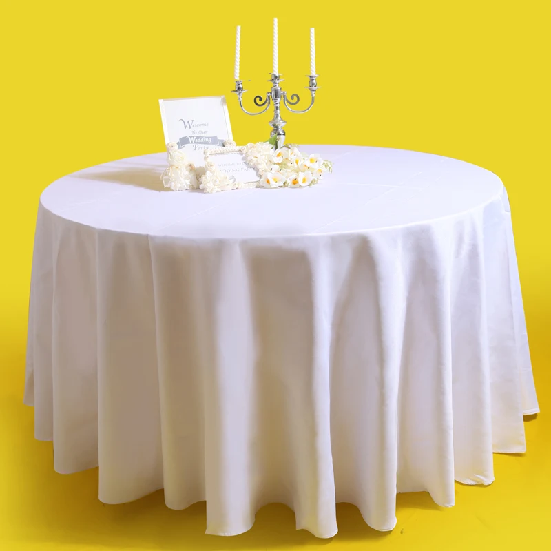 1pc 280cm round White Table Linen Polyester Table Cover ...