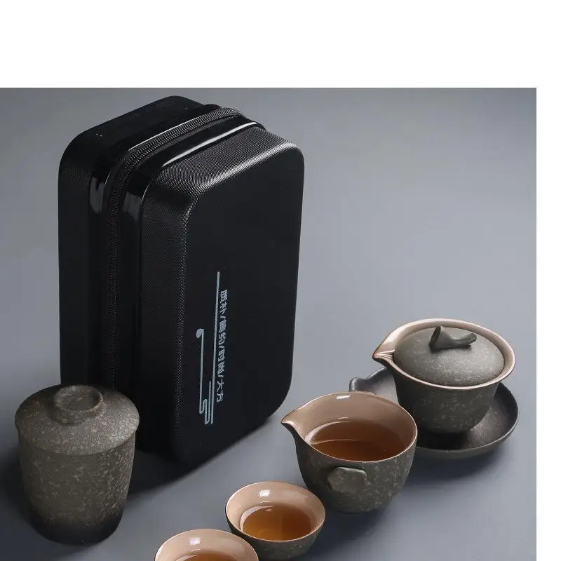  Portable Tea Set Beautiful And Easy Teapot Kettle Chinese Travel Ceramic Portable Teaset Gaiwan wit