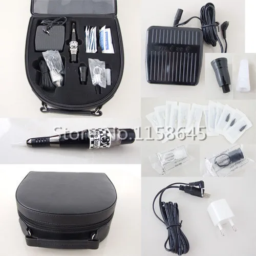 

DHL Free Shipping Professional Permanent Makeup Kit Tattoo Machine Pen For Eyebrow Lips + Needles Tips Case Cosmetic Supply #j