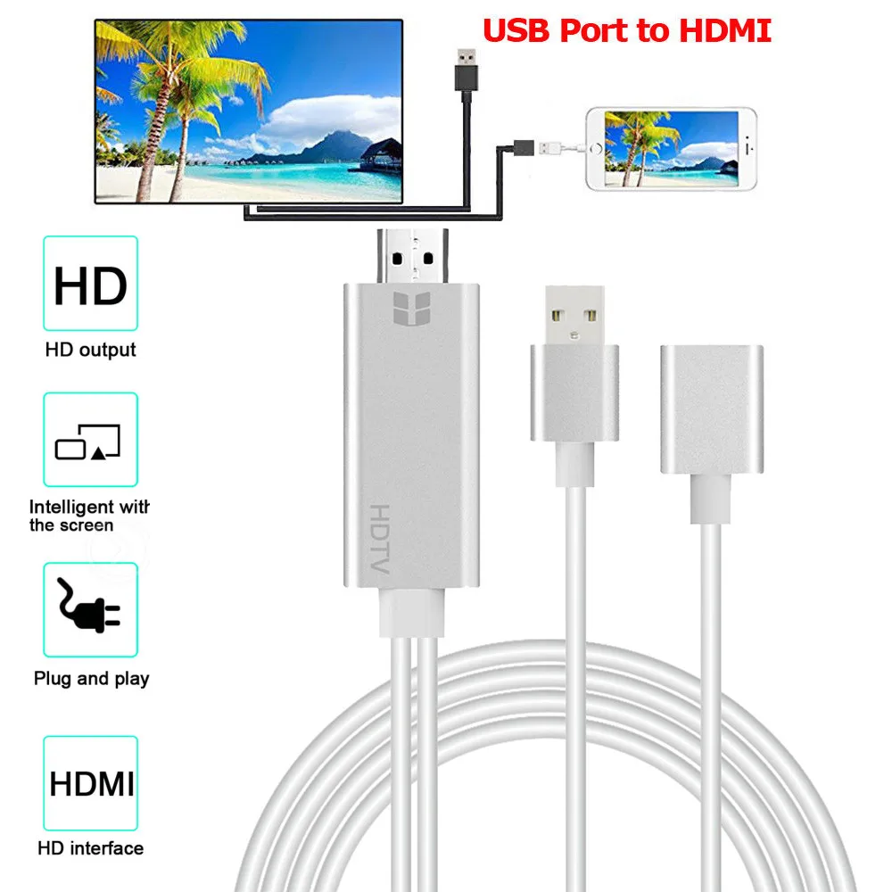 Лидер продаж 2018 Кабель адаптер USB Для HDMI HDTV AV TV с отображением времени зарядки