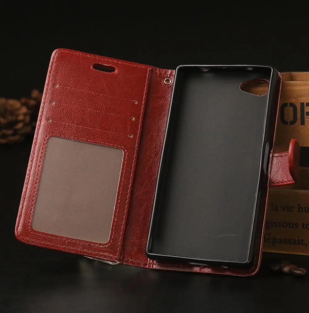 Роскошный кожаный флип чехол кошелек для sony Xperia Z5 компактные Чехлы телефона с