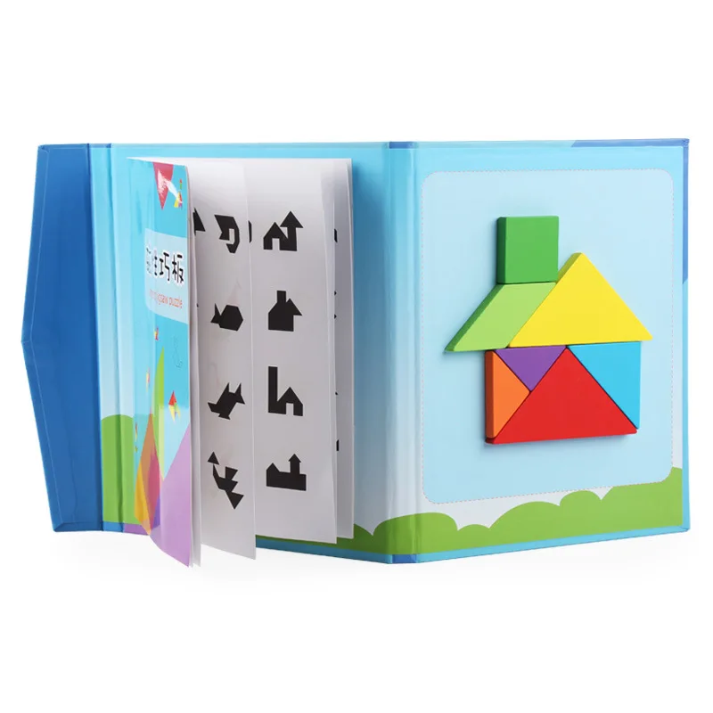 

Wooden DIY Tangram Board Children's Gift Puzzle Magnetic Tangram for Kids IQ Game Brain Teaser Intelligent Educational Toys