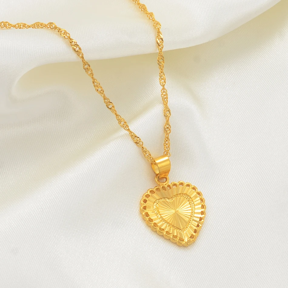 Anniyo/Сердце женское колье-подвеска для девочек подвеска золотого цвета ювелирные изделия романтические вечерние аксессуары Подарки для мамы#001136