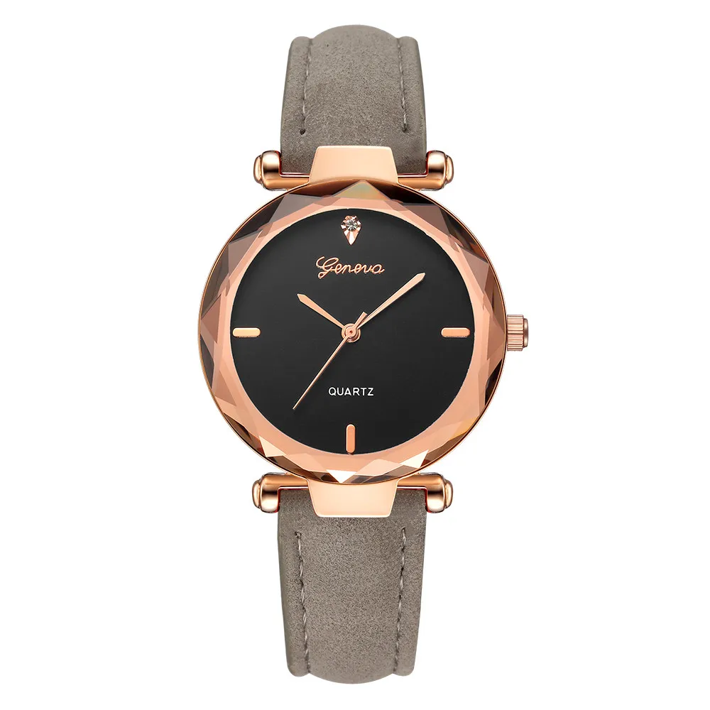 Модные женские часы с кожаным ремешком, аналоговые Кварцевые женские наручные часы marca de lujo mujer - Цвет: Gray