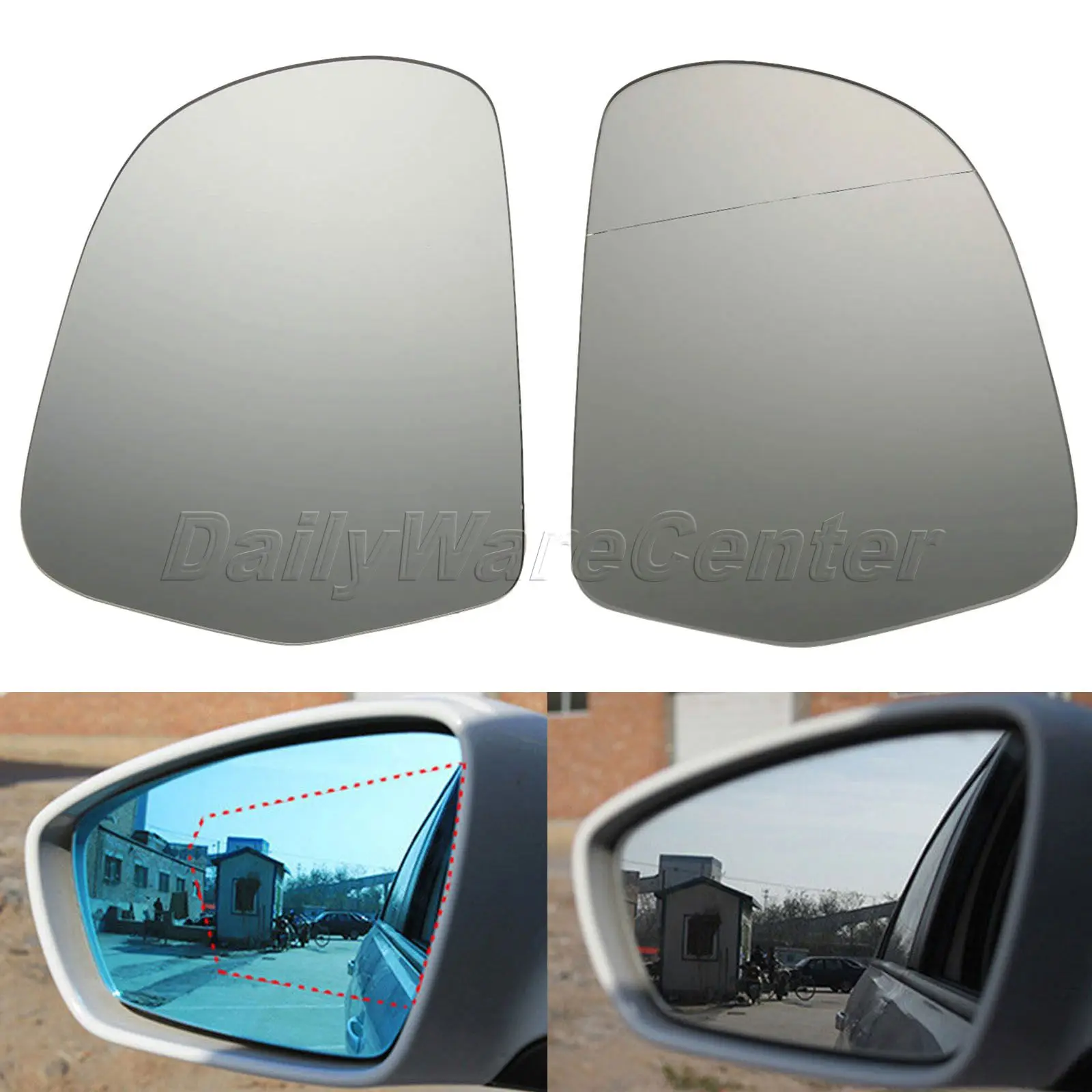 1Pair L+R Heated Door Wing Mirror Glass Car Rearview Side Mirrors For