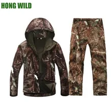 Уличная тактическая водонепроницаемая куртка, костюм, Мужская мягкая камуфляжная военная куртка для кемпинга, походов, охоты, куртка и флисовые штаны