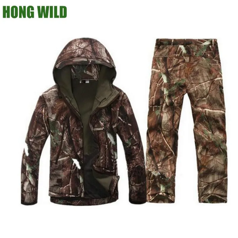 

Outdoor Softshell Jacket Sets Men Camouflage Hunting Clothes Waterproof Windproof Military For Camping Hiking army clothing