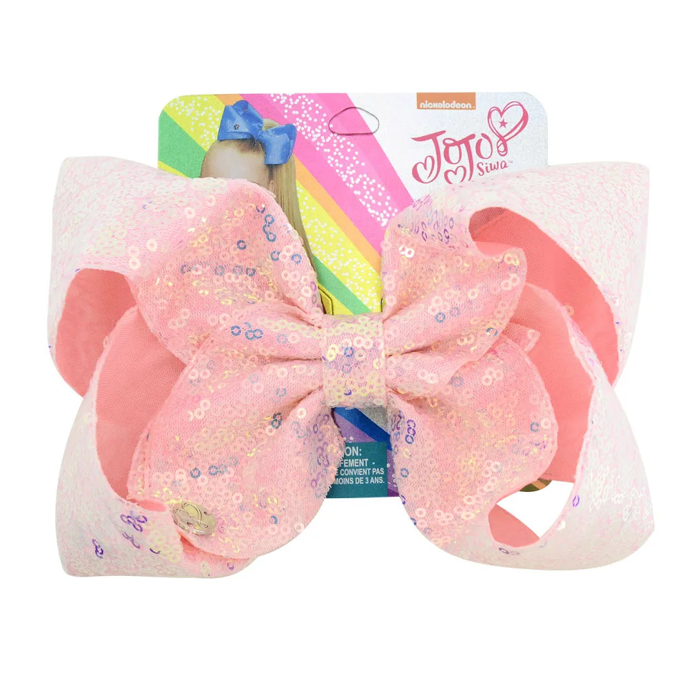 

jojo Siwa Hair Bows Girls Hair Accessories headband Handmade 8inch Large Cheer Colourful Sequin Grosgrain Ribbon Bow Hairgrip
