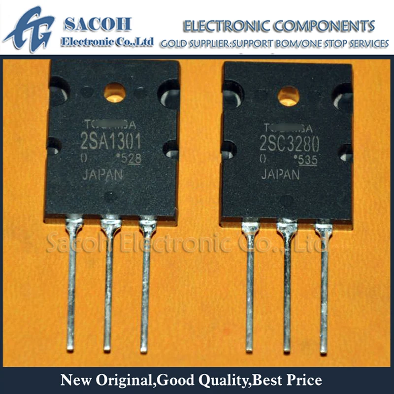 Free Shipping 10Pairs 2SA1301 + 2SC3280 A1301 + C3280 TO-3PL 12A 160V NPN + PNP Power Transistor