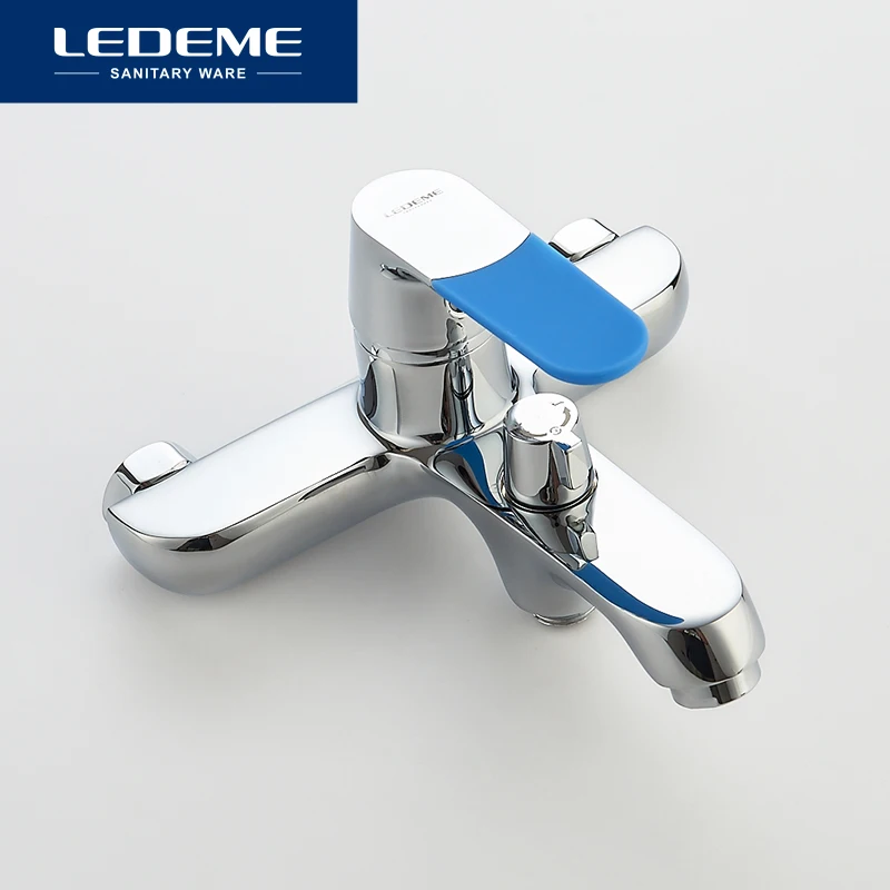 LEDEME Classic Style Bathtub Faucet Bathroom Chrome Plated Cold Hot Water Mixer 90 Degree Rotation Bathtub Faucets L3253