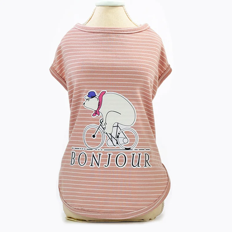 Летняя полосатая футболка для собак и кошек мягкая хлопчатобумажная одежда для домашних питомцев для маленьких собак рубашка для щенков костюм для чихуахуа Сфинкса одежда для домашних собак