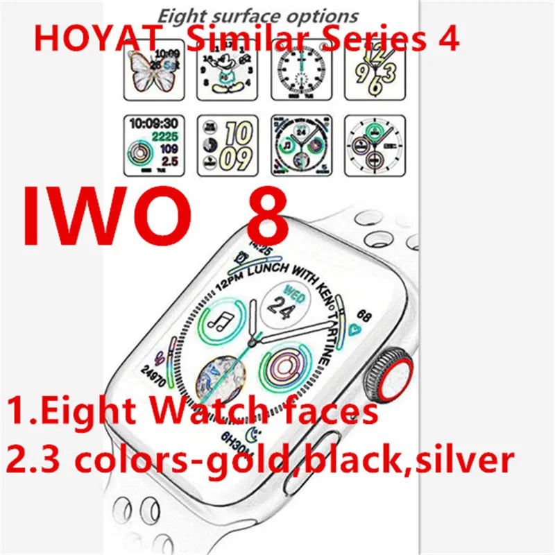 

2019 44mm size 1:1 Smart Watch IWO 8 Alloy matte case similar series 4 Heart Rate Smartwatch SIRI For iOS Android PK IWO 5 6