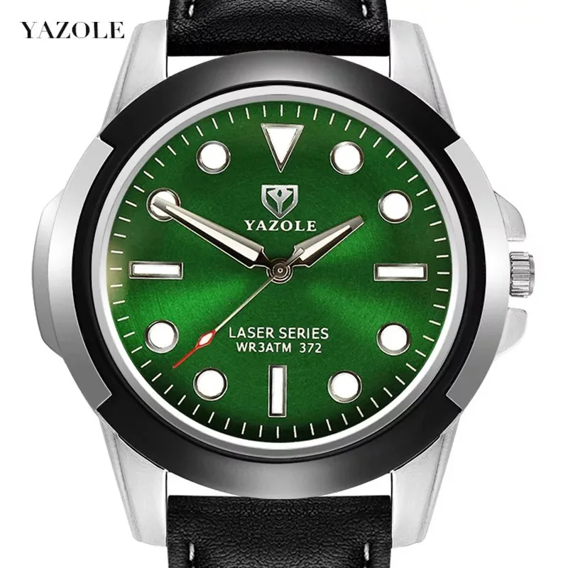 

YAZOLE Mens Watch 3ATM Water Resistant Hot Green Ghost Watch Fashion Sport Quartz Watch Clock Auto-date Luminous Wristwatch 2018