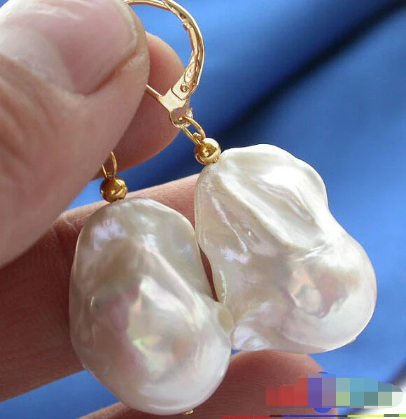 

Hot sale Free Shipping>>>>>ONLY HIGE 26MM WHITE KESHI REBORN PEARL EARRING 14K