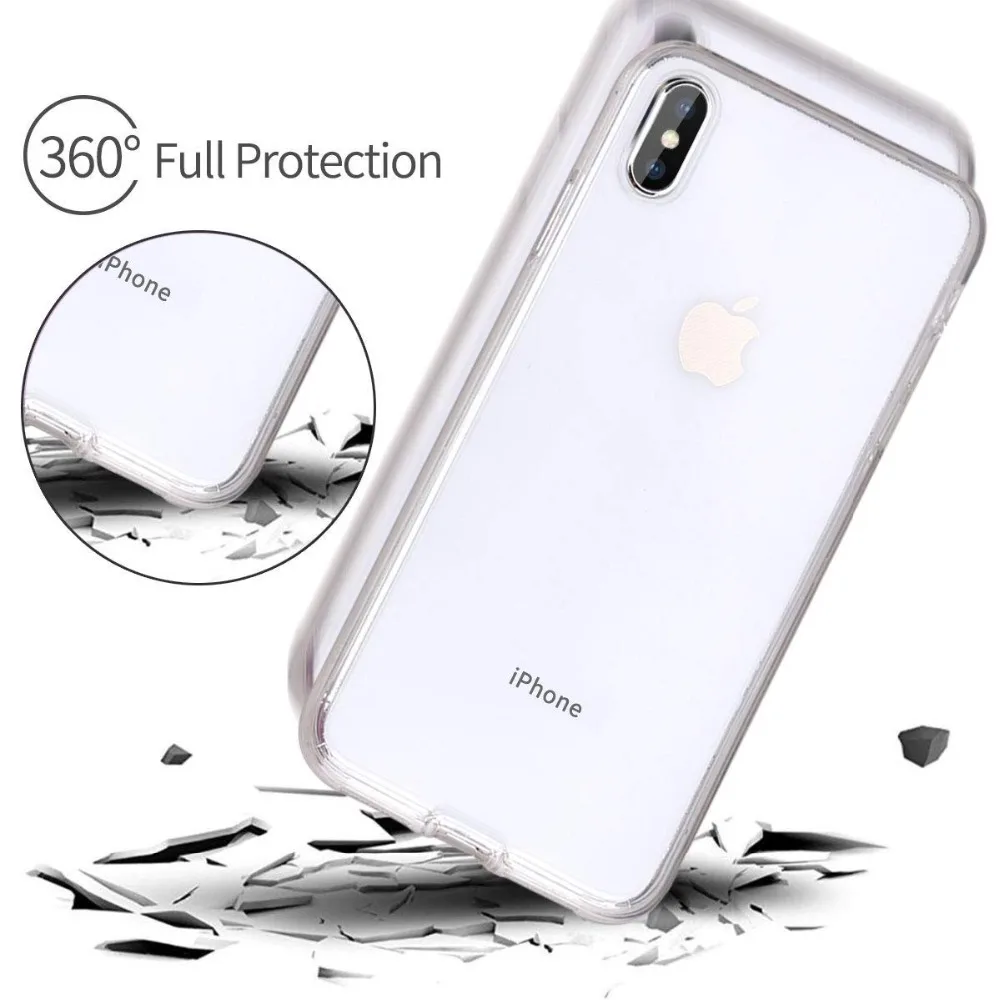 Для iphone 11 6 6S 8 7 Plus se 5S 5 X XR XS 11Pro MAX полный корпус 360 градусов защитный мягкий силиконовый прозрачный противоударный чехол из ТПУ