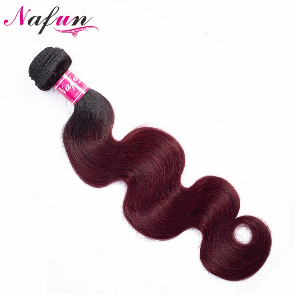 NAFUN волосы бразильские волнистые T1B/99J предварительно цветные пучки волос "омбре" плетение не Реми человеческие волосы для наращивания 10-28 дюймов