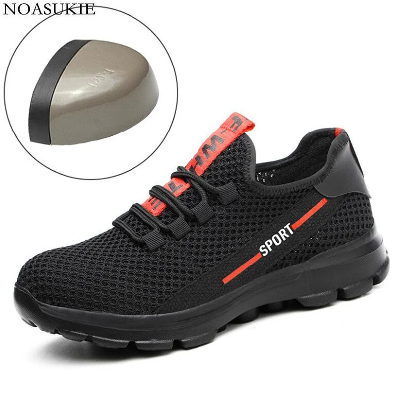 

Summer Sneakers Men Mesh Safety Shoes Breathable Lightweight Casual Work Shoes Tenis Anti-Smashing Puncture Steel Toe Shoes