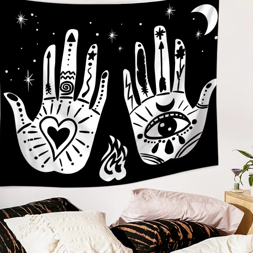 Hamsa Hand Moon Eye Tarot Card Sun Large Tapestry Wall